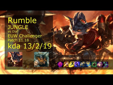 Rumble Jungle vs Olaf - EUW Challenger 13/2/19 Patch 11.18 Gameplay