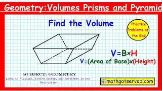 Geometry Find Volume of Pyramids Prism Mathgotserved Vtext Examples formulas ccsd ny regents ca laus