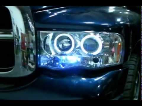 Spec-D - Halo Projector Headlights LEDs Dodge Ram 2002-2005 Installation Video