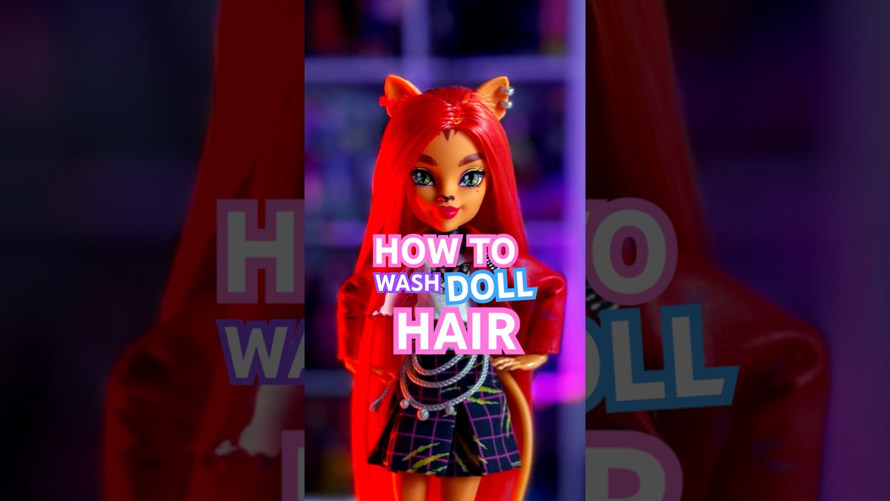 How to wash and straighten dolls hair! The ultimate tutorial 🩷 #doll #dolls #monsterhigh