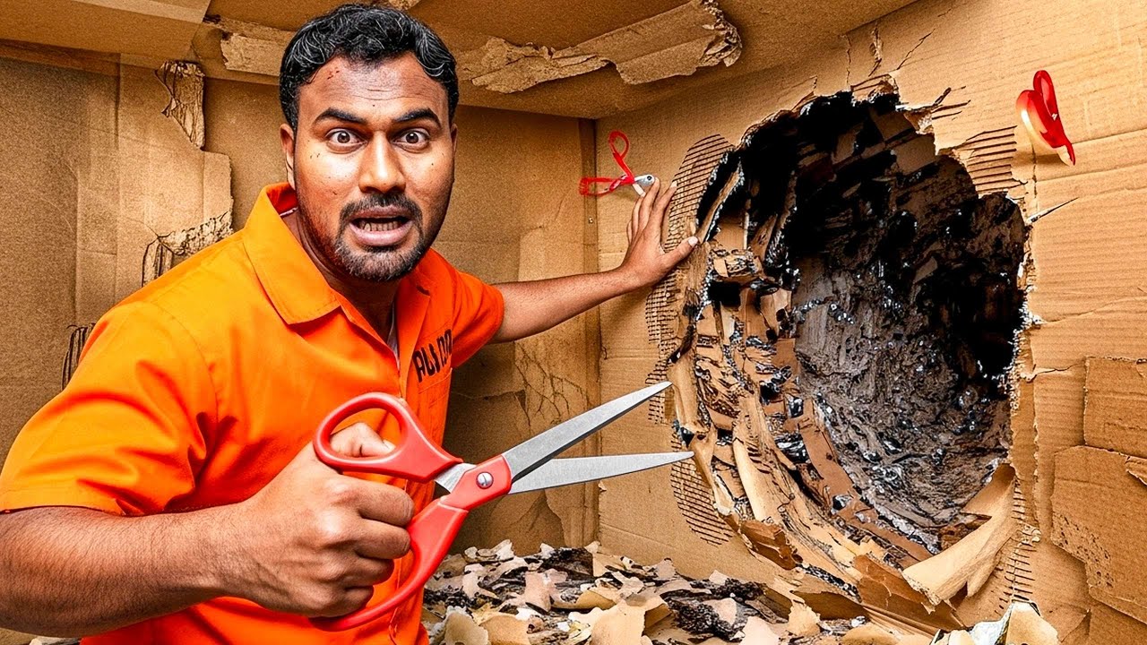 Escape from 100 Layers of Cardboard Prison Challenge | Mad Brothers