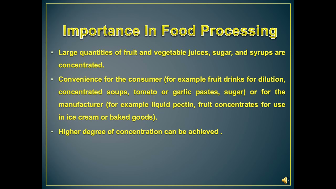 Unit operation in food processing