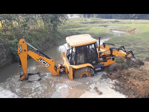 JCB Backhoe Machine Working For New Bridge Construction - JCB Dozer Working Video - Part 2