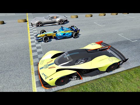 Aston Martin Valkyrie AMR Pro vs Renault F1 2005 vs Mercedes Benz Vision GT - Old Monza