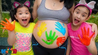 MINA Paint Color with Her Pregnant Mommy!| Mina ToysReview