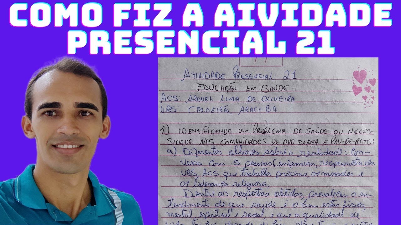 Como fiz a Atividade Presencial 21 | Sugestão de tema | Saúde com Agente