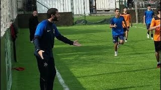Full training session  ( warm up, Passing drill + Football Game )