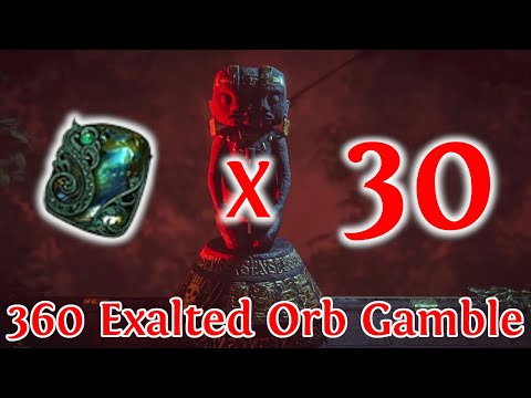 PATH OF EXILE 3.14 - CORRUPTING 30 UNNATURAL INSTINCT JEWELS - 360 EXALTED ORB GAMBLE!!