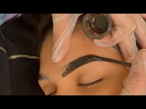 تقنية رفع الحواجب مع صباغة بالخطوات perfect eyelash brow lamination tutorial #browlifting