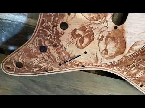 Wood Pickguard for Stratocaster HSS and SSS Laser engraved Real Cherrywood with Unique Artwork image 10