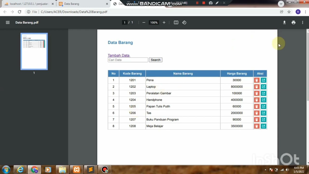 Cara Membuat Laporan PDF Menggunakan PHP dan MySQL | dengan bantuan CSS dan Fitur Bawaan ||