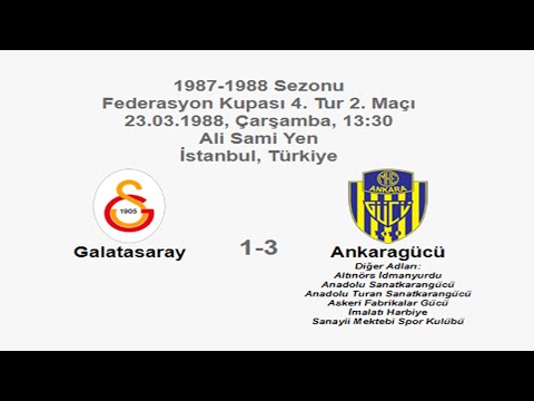 Galatasaray 1-3 Ankaragücü 23.03.1988 - 1987-1988 Turkish Cup 4th Round 2nd Leg