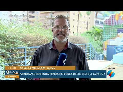 Vendaval derruba tenda durante festa religiosa em Jaraguá
