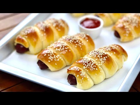 Brot Rezept mit Hot Dog / Bratwurst im Brotteig einfach und lecker