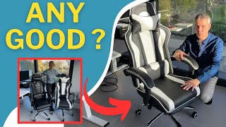 Yaheetech Gaming Chair Review - Black/White Edition | Ergonomic Gaming Chair with Massage & Footrest