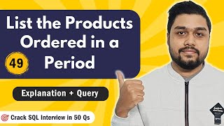 YouTube video 'List the Products Ordered in a Period | Leetcode 1327 | Crack SQL Interviews in 50 Qs #mysql'
