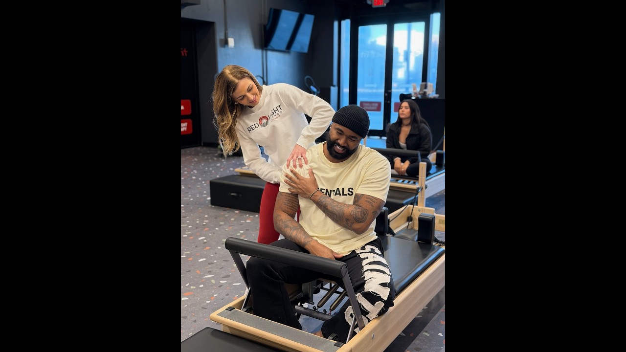 When Mike arrives at his Pilates class with Lesa!