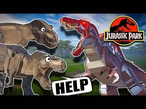 20 Minutes of SPINOSAURUS DECIMATING T-REX in Jurassic Blocky