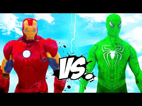 GREEN SPIDERMAN VS IRON MAN - EPIC SUPERHEROES BATTLE