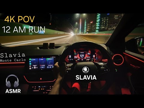 POV 120kmph in Skoda Slavia Monte Carlo [4K ASMR] | Midnight run through City.