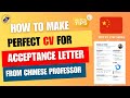 How we make Perfect CV for Acceptance Letter | Steps by Step Guidance | CSC Scholarship | 2024-2025