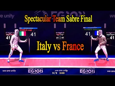 Riveting Team Sabre Clash: Italy vs France - European Game Poland 2023