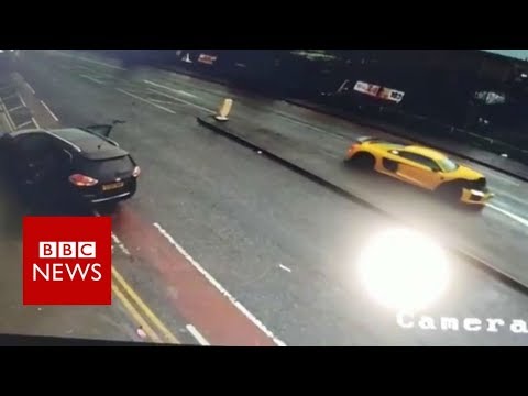 Audi R8 sports car in dramatic crash in Bradford - BBC News