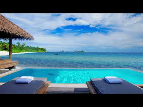 Ocean Ambience Tropical Island with Pool on Beach Soothing Waves & Paradise View for Relaxation