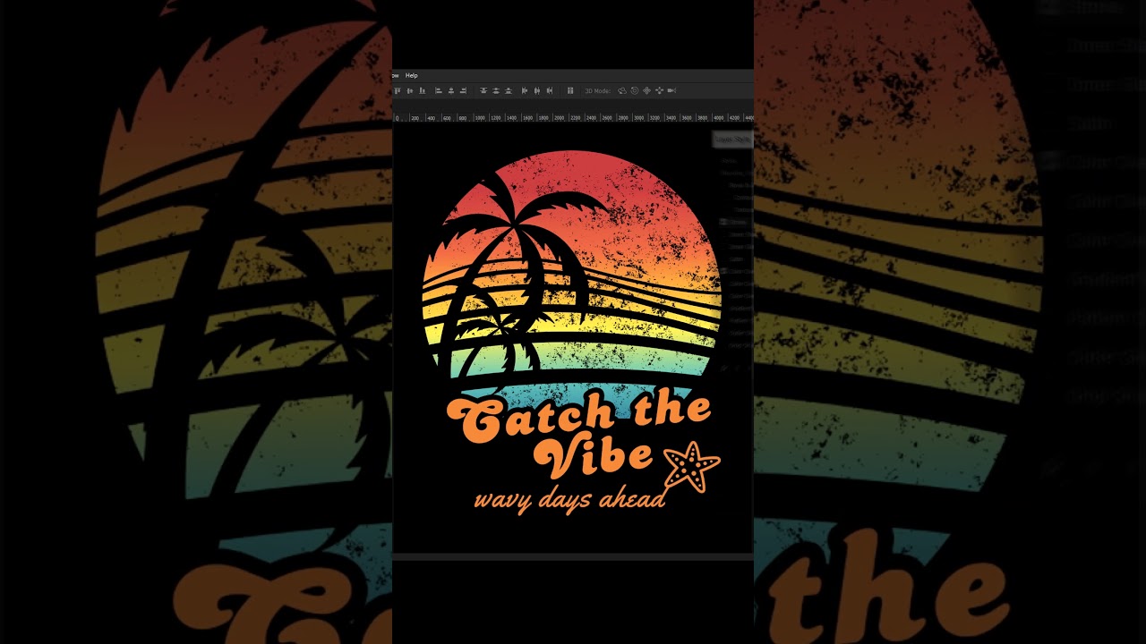 Retro Sunset T-Shirt Design in Photoshop – Summer Vibes #shorts
