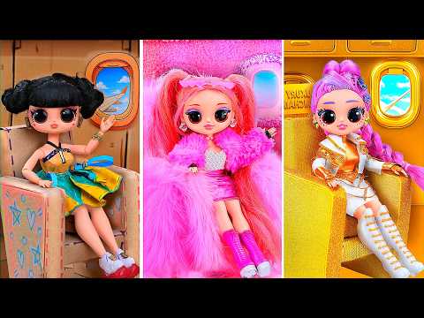 K-Pop Demon Hunters on a plane! Rich vs. Poor vs. Mega-Rich DIY cardboard & plush doll set