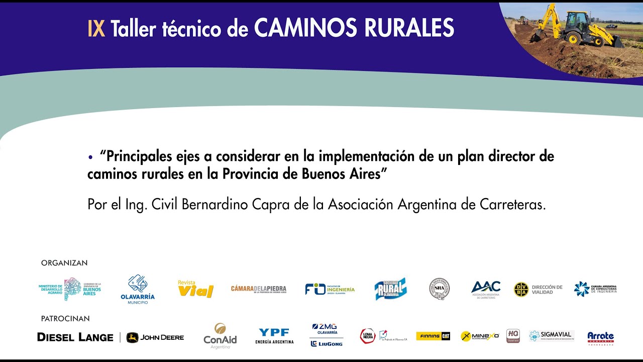 “Principales ejes a considerar en la implementación de un plan director de caminos rurales