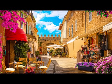 Spain Outdoor Coffee Shop Ambience - Latin Cafe | Bossa Nova Music for Positive Mood,Happy Morning
