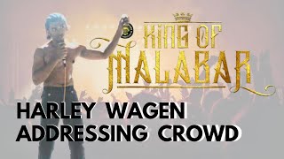 King of malabar Inaugural winner Harley wagen address crowd