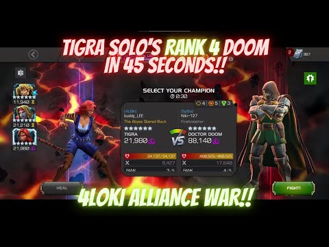 TIGRA SOLO'S RANK 4 DOOM ALLIANCE WAR BOSS IN 45 SECONDS!!