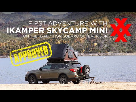 iKamper Skycamp Mini Rooftop Tent First Camp on Subaru Outback with Prinsu Roof Rack