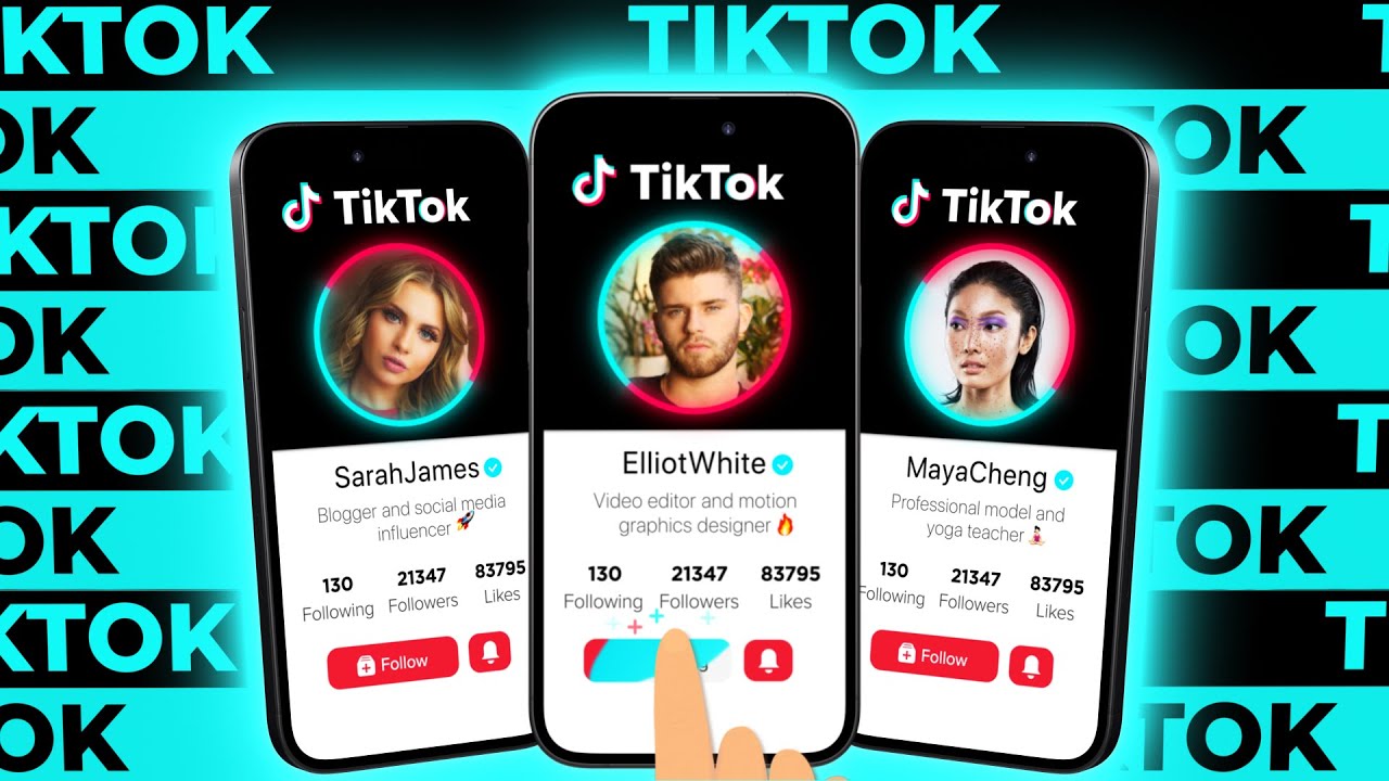 TikTok 3D Phone Animation – Follow & Bell Call to Action