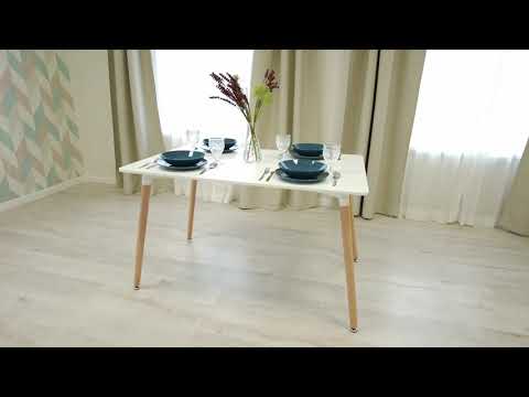 Кухонный обеденный стол JOHN (mod. T1001) МДФ/дерево 120x80x75 Белый/натуральный арт.15181 в Элисте - видео 5