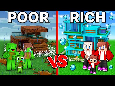Mikey POOR vs JJ RICH Security House Family Battle in Minecraft - Maizen