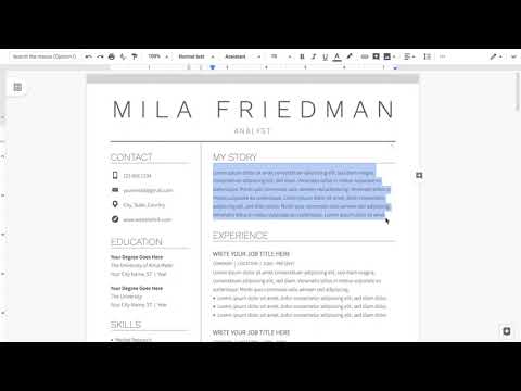 Basic Text and Text Style Changes to a Google Docs Resume Template from MioDocs