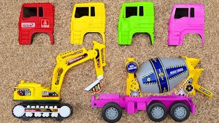 Searching for and assembling large cement mixer trucks, excavators, rolling trucks, trains, and s...