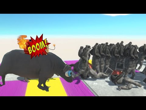 CRAZY EXPLOSIVE BUFFALO VS UNITS ARMY  -   ANIMAL REVOLT BATTLE SIMULATOR