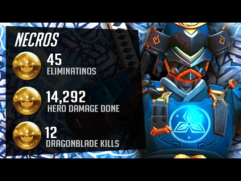 Necros #1 Genji One Trick - 45 elims! POTG! [ Overwatch Season 29 Top 500 ]