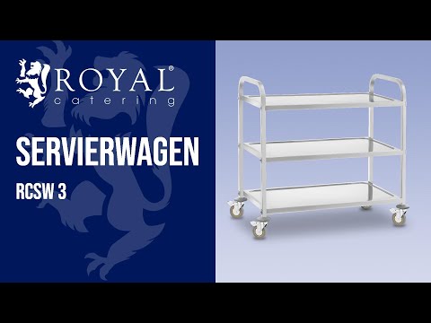 Video - Servierwagen - Edelstahl - 3 Borde - Ablagen: 90 x 50 cm - 500 kg - Royal Catering