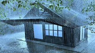 Peaceful Sleep Remedy with Lashing Rain & explosive Thunder on Zinc Roof in Quiet Forest at Night