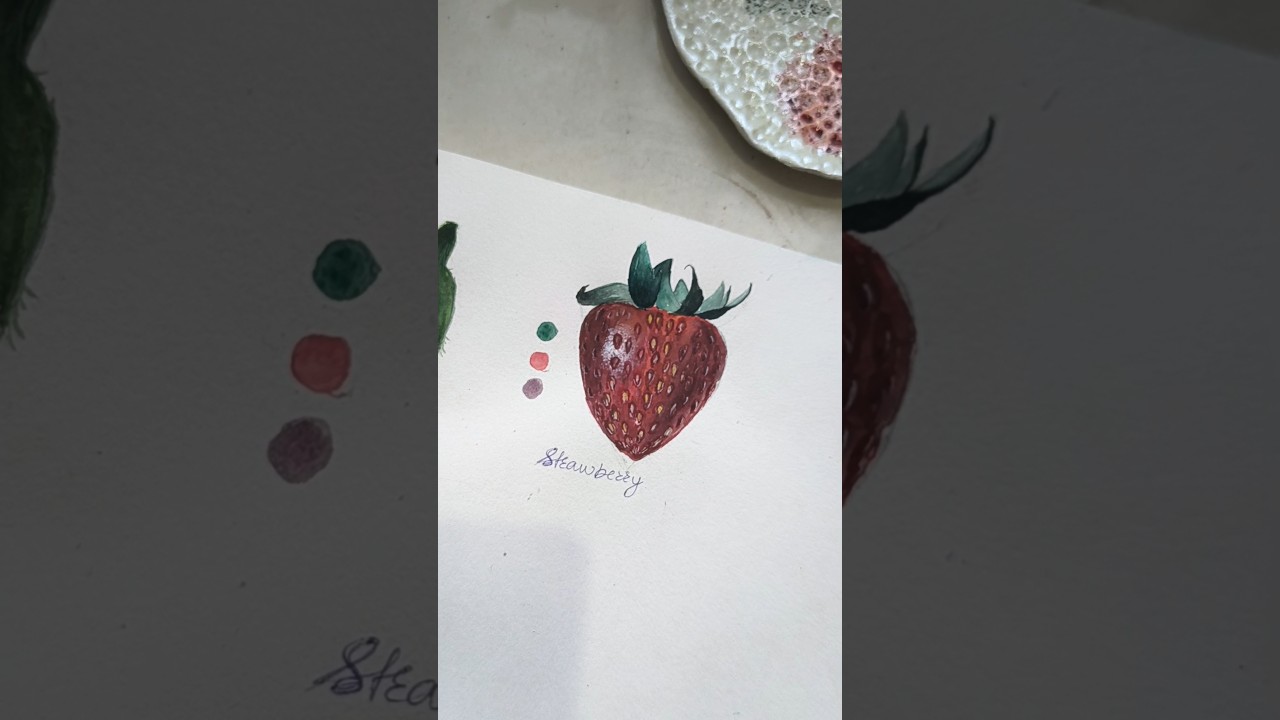 realistic watercolor strawberry 🍓 #shorts #art #painting #viral #artist