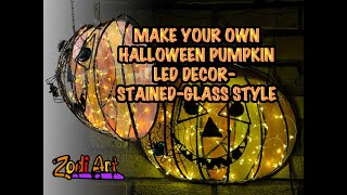 Make your own Halloween Pumpkin LED decor- stained-glass style