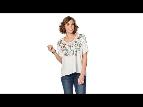 Curations Embroidered Caftan Blouse