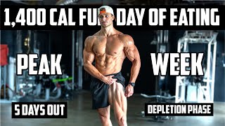 PEAK WEEK FULL DAY OF EATING!!! | 1,400 Calorie Depletion | 5 Days Out | Road to IFBB Pro