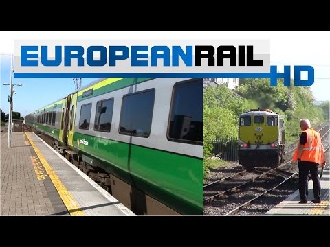 Iarnród Éireann Irish Rail 201 loco 221 + Mark 4 Set 4004 departs & 071 Loco 083 passes Portlaoise