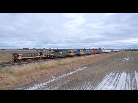 7902V Pacific National Mildura Container Train Crosses Grain Train  (23/6/2023) - PoathTV Railways